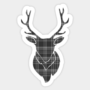 Rustic Tartan Pattern Stags Head Sticker